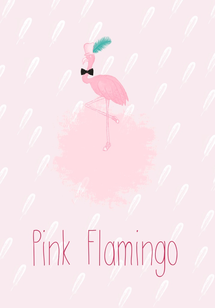 cartel ilustrado de pink flamingo